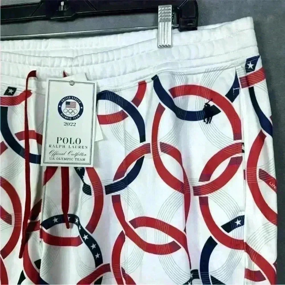 NWT Polo Ralph Lauren Women Team USA Olympic Rings Track Pants White Size M - Picture 3 of 5